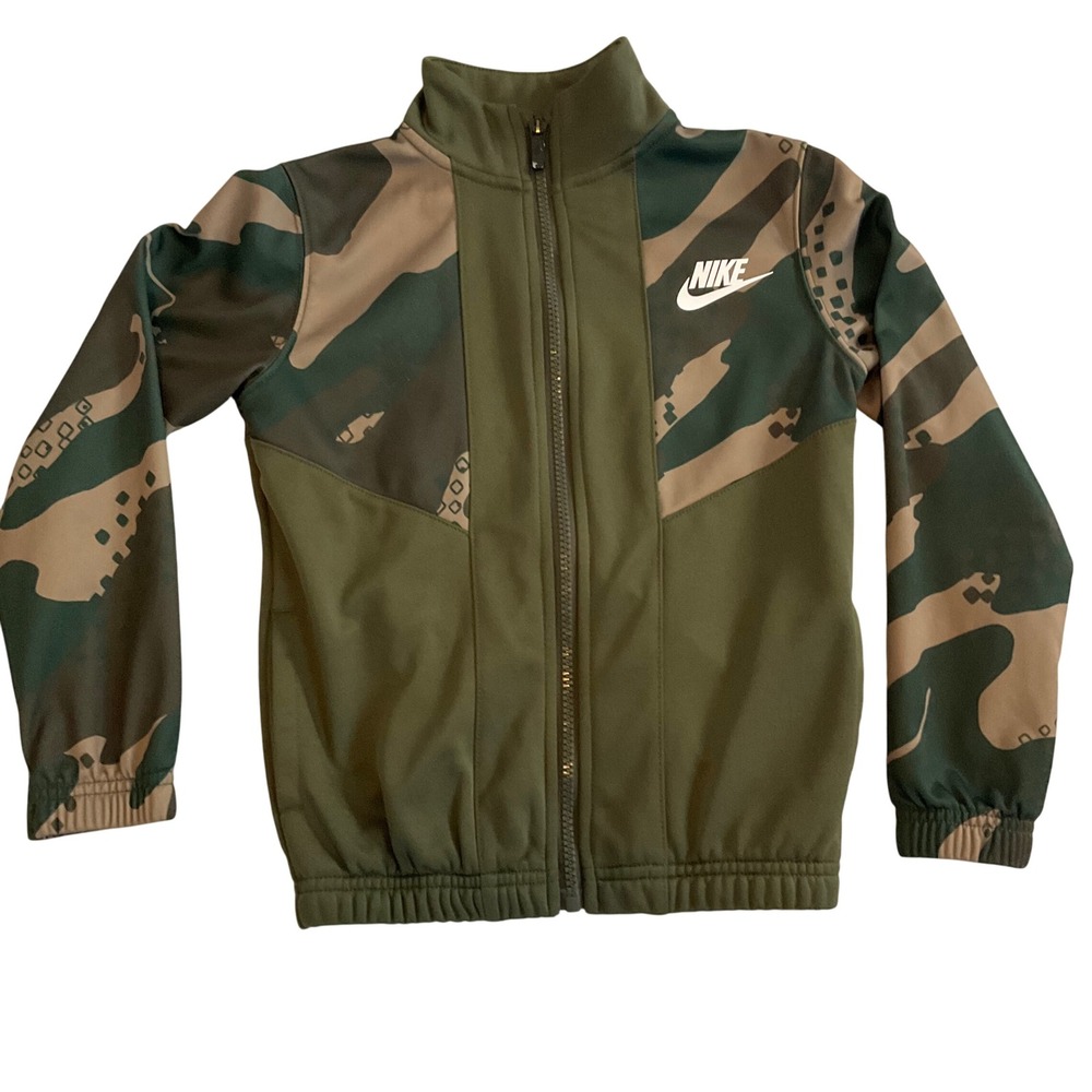 Nike Jacket Full-Zip Camo Green Beige Boys Size M (5-6 Yrs) Athletic